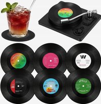 PODKŁADKI 6SZT WINYLOWE RETRO MUZYCZNE KUBEK SZKLANKA KAWA HERBATA Inny producent
