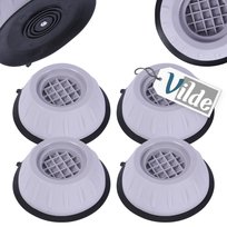 Podkładki antywibracyjne VILDE 4 szt. - 10,5x10,5x3,5 cm szary/czarny do pralki suszarki lodówki AGD gumowe stabilizujące antypoślizgowe