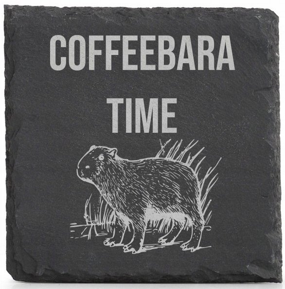 Podkładki kamienne x4 pod Kubek grawerowane Coffeebara Time Kapibara