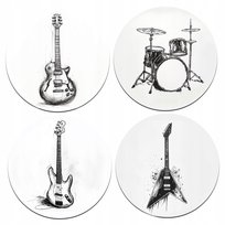 PODKŁADKI korkowe POD KUBEK z instrumentami GITARA perkusja muzyka 4 szt