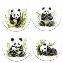 PODKŁADKI POD KUBEK 4 sztuki korkowe z PANDĄ PANDY natura z pandami