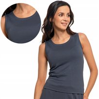 PODKOSZULEK DAMSKI BEZ RĘKAWÓW GŁADKI TOP T-SHIRT KOSZULKA MORAJ L GRAPHITE