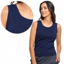 Podkoszulek Damski Bez Rękawów Gładki Top T-Shirt Koszulka Moraj L Navy