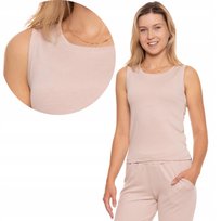 Podkoszulek Damski Bez Rękawów Gładki Top T-Shirt Koszulka Moraj S Ecru