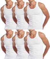 PODKOSZULKA KOSZULKA MĘSKA 100 % BAWEŁNA GŁADKA BIAŁA ZESTAW 6-SZT - 2XL