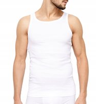 PODKOSZULKA KOSZULKA MĘSKA 100 % BAWEŁNA PRĄŻKOWANA BIAŁA OKRĄGŁY - 3XL