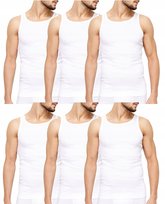 PODKOSZULKA KOSZULKA MĘSKA 100 % BAWEŁNA PRĄŻKOWANA BIAŁA ZESTAW 6-SZT - XL