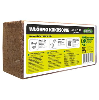 Podłoże kokosowe włókno COCO PEAT brykiet 0,65 kg - BIOVITA
