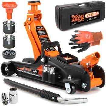 PODNOŚNIK HYDRAULICZNY 2,5T ŻABA LEWAREK Z KLUCZEM DO KÓŁ W WALIZCE SN88108 - Verda