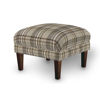 Podnóżek do fotela, brązowo - beżowa krata, 56 × 56 × 40 cm, Edinburgh - Dekoria