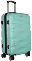 Podróżna walizka Peterson mała S kabinowa mocna twarda wytrzymała z wysuwanym uchwytem na czterech kółkach zielona miętowa
