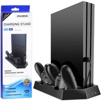 Podstawka chłodząca do PS4 / Slim / Pro | Stacja dokująca z HUB 3 USB | HB-P06-3in1-B-Czarny