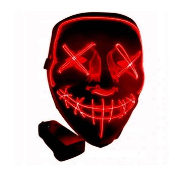 Podświetlana Maska Na Halloween Led Impreza 9 Kolorów Czerwony - Inna marka