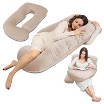 Poduszka ciążowa do spania na boku w kształcie J – poduszka do karmienia XXL, poduszka rehabilitacyjna Swan Pillow, poduszka przytulanka, poduszka ergonomiczna i poduszka do spania z zdejmowanym pokrowcem 180 cm 