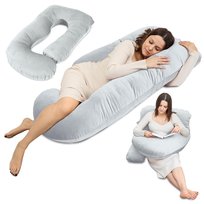 Poduszka ciążowa do spania na boku w kształcie J – poduszka do karmienia XXL, poduszka rehabilitacyjna Swan Pillow, poduszka przytulanka, poduszka ergonomiczna i poduszka do spania z zdejmowanym pokrowcem 180 cm 