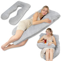 Poduszka ciążowa do spania U Shape 135 cm – Poduszka dla ciężarnych i do karmienia, długie podparcie dla całego ciała, ergonomiczna poduszka dla dorosłych z zdejmowanym pokrowcem 