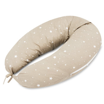Poduszka do karmienia lub do spania na boku 190 cm - Poduszka ciążowa wspierająca pozycjonująca Kolor beżowy w białe gwiazdki - Amazinggirl