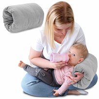 Poduszka do karmienia muślinowa mała mufka do karmienia Ø20cm - mini poduszka do karmienia ramię dziecka poduszka do karmienia poduszka poduszka do podróżowania poduszka do karmienia bawełna szary