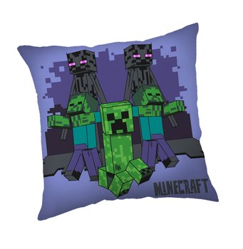 Poduszka dziecięca 40x40 Minecraft Moby przychodzą po ciebie fioletowa - Jerry Fabrics