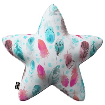 Poduszka Lucky Star, różowe i turkusowe piórka, 52x15x52cm, Magic Collection - Yellow Tipi