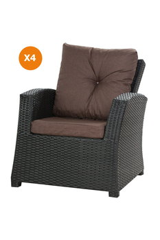 Poduszka na fotel ogrodowy z rattanu, 52x56x7cm+ 50x56cm., 4szt., brązowy - Inny producent