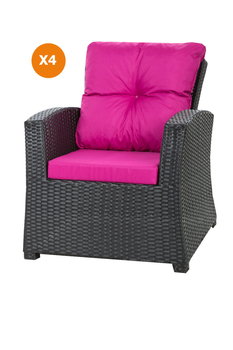 Poduszka na fotel ogrodowy z rattanu, 52x56x7cm+ 50x56cm., 4szt., różowy - Inny producent