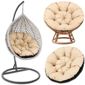Poduszka na fotel papasan 100 cm - Poduszka do siedzenia do wiszącego krzesła lub siedzisko do mebli ogrodowych i rattanowych bardzo grube okrągłe beżowy - Amazinggirl