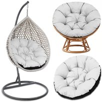 Poduszka na fotel papasan 100 cm - Poduszka do siedzenia do wiszącego krzesła lub siedzisko do mebli ogrodowych i rattanowych bardzo grube okrągłe Jasno szary