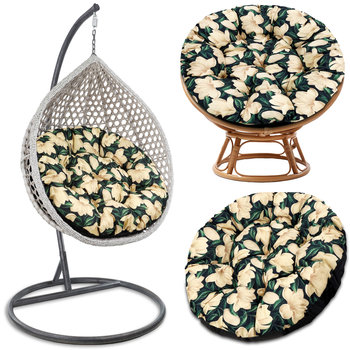 Poduszka na fotel papasan 100 cm - Poduszka do siedzenia do wiszącego krzesła lub siedzisko do mebli ogrodowych i rattanowych bardzo grube okrągłe kwiaty 5 - Amazinggirl