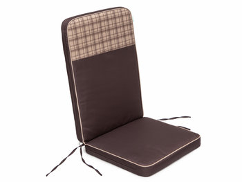 Poduszka na krzesło ogrodowe, Coffee High, Brązowa w kratkę góra, 47x97 cm - HobbyGarden