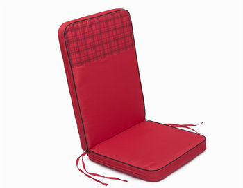 Poduszka na krzesło ogrodowe, Coffee High, Czerwona w kratkę góra, 47x97 cm - HobbyGarden