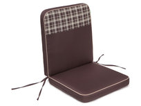Poduszka na krzesło ogrodowe, Coffee Low, Brązowa krata góra, 47x97 cm