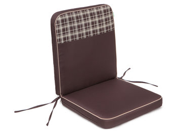 Poduszka na krzesło ogrodowe, Coffee Low, Brązowa krata góra, 47x97 cm - HobbyGarden