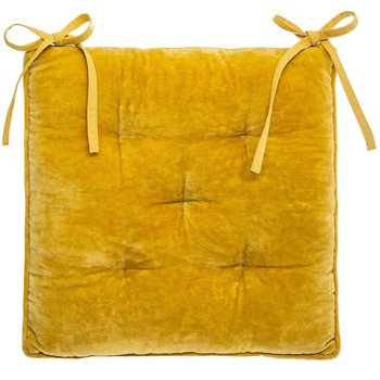 Poduszka na krzesło welurowa ATMOSPHERA, żółta, 38x38 cm - Atmosphera