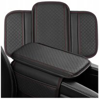 Poduszka na podłokietnik samochodowy skórzana pikowana z kieszeniami