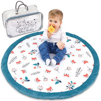 Poduszka podłogowa dla dzieci 100 cm - przytulny kocyk do pokoju dziecięcego okrągły materac podłogowy pikowany kocyk do raczkowania dla niemowląt liski odcień B