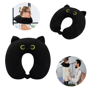 PODUSZKA PODRÓŻNA TURYSTYCZNA ROGAL NA SZYJĘ CZARNY KOT - Towar Na Festyny