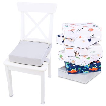 Poduszka podwyższająca dla dziecka 32x32x8 cm - Siedzisko na krzesło dziecięce z bawełny Jasny szary - Totsy Baby