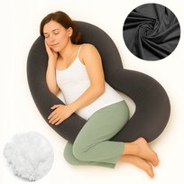 PODUSZKA ROGAL DO SPANIA KARMIENIA, CIĄŻOWA, WELUROWA, TYP C - GRAFIT