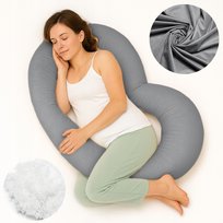 PODUSZKA ROGAL DO SPANIA KARMIENIA, CIĄŻOWA, WELUROWA, TYP C - SZARA