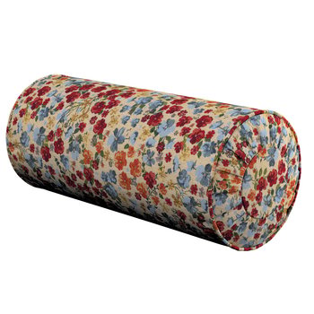 Poduszka wałek z zakładkami, kolorowe kwiaty na beżowym tle, Ø20 x 50 cm, Intenso Premium - Dekoria