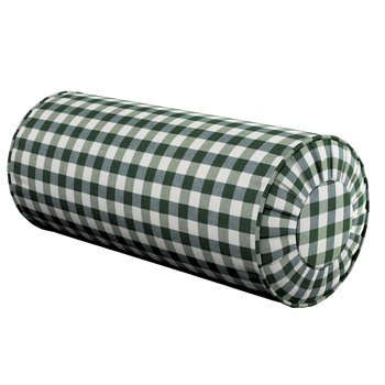 Poduszka wałek z zakładkami, zielono biała kratka (1,5x1,5cm), Ø20 x 50 cm, Quadro - Dekoria
