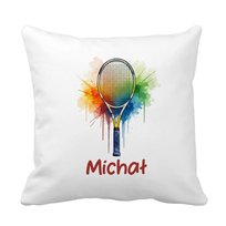 Poduszka z dowolnym imieniem z rakietą do tenisa kort dla tenisisty Tenis