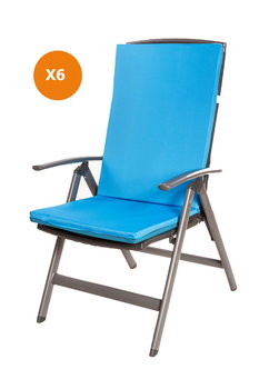 Poduszki na fotel ogrodowy, 110x47x4cm, komplet 6szt., niebieskie poduszki ogrodowe, płaska poduszka, poduszka na krzesło z wysokim oparciem, poduszka na meble ogrodowe/ Setgarden - Inny producent