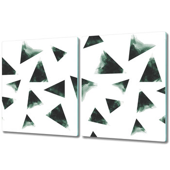 Podwójna Deska Do Krojenia ze Szkła - 2x 40x52 cm - Ciemnozielone trójkąty Nowoczesny wzór - Coloray