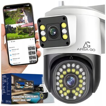 Podwójna Kamera Wifi Ip Smart Zewnętrzna Obrotowa Qhd 2X 4Mp Aplikacja Zoom - ARSA GO
