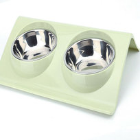 PODWÓJNA MISKA DLA KOTA PSA Na wodę i pokarm Miseczki metalowe Z PODSTAWKĄ 3-1