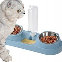 Podwójna Miska Dla Psa Kota Miski Na Wodę Karmę Z Dozownikiem Wody
