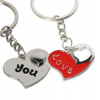 Podwójny brelok dla zakochanych dwa serca love you prezent dla zakochanych