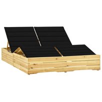 Podwójny leżak drewniany z poduszką - 198x135 cm / AAALOE